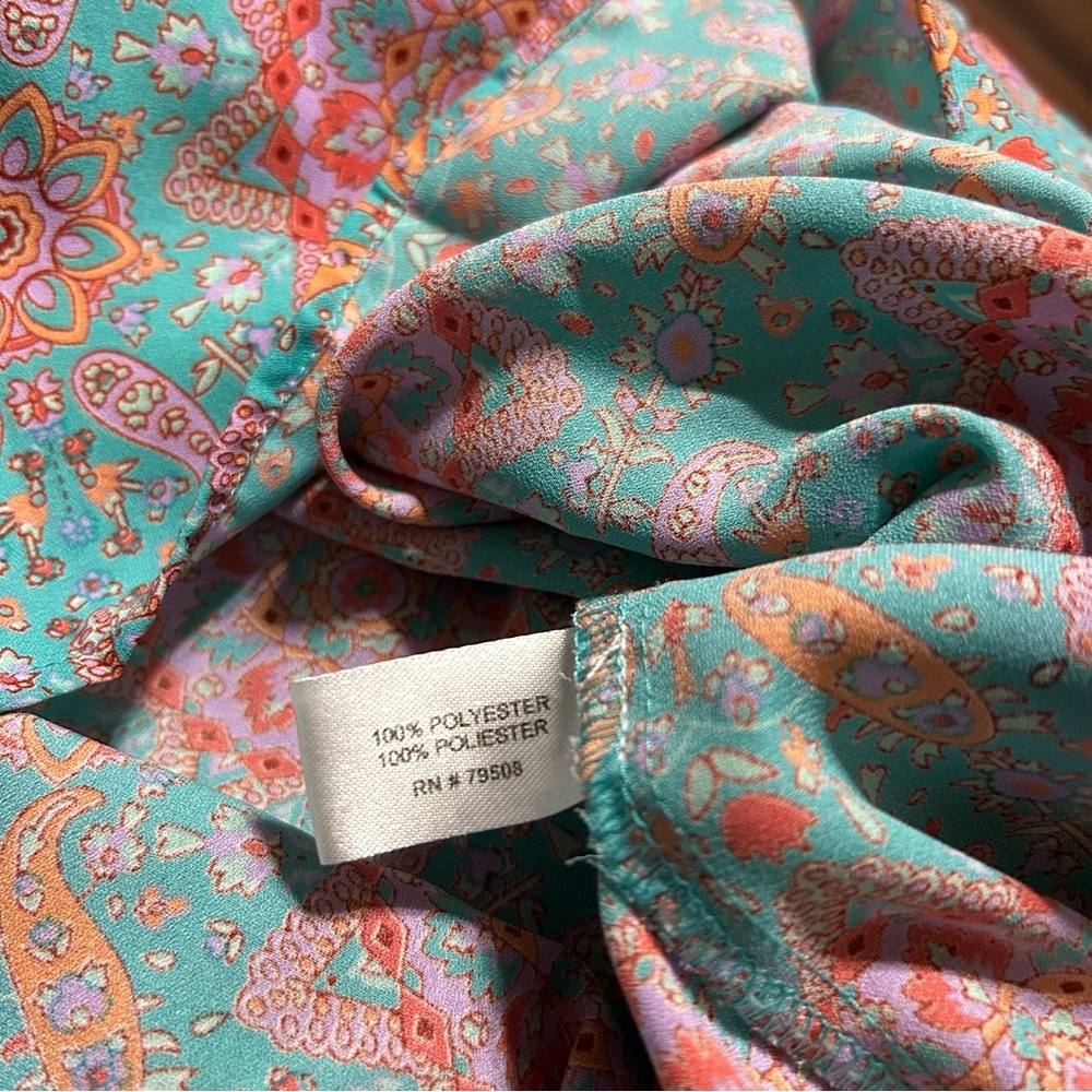 Cynthia Rowley Medium Paisley Teal Purple Tank Cami‎ Adjustable Straps - Picture 6 of 6